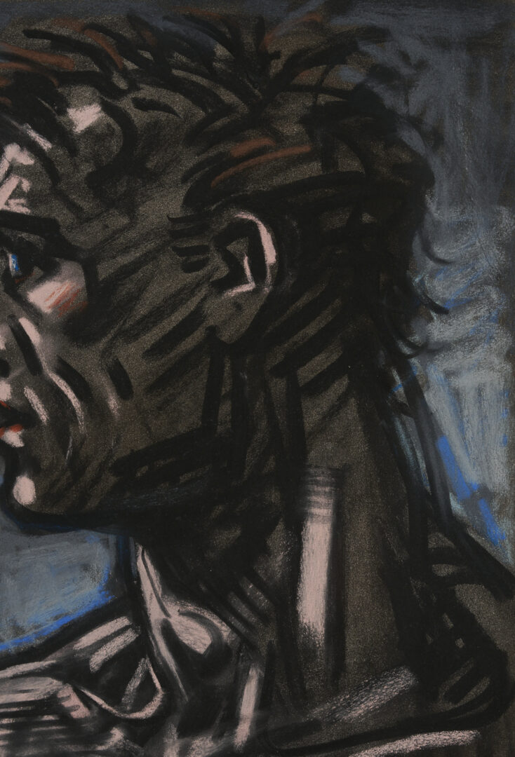 Lot 745: Peter Howson Pastel & Chalk Portrait