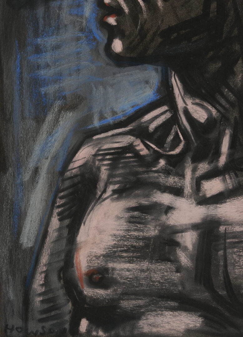 Lot 745: Peter Howson Pastel & Chalk Portrait