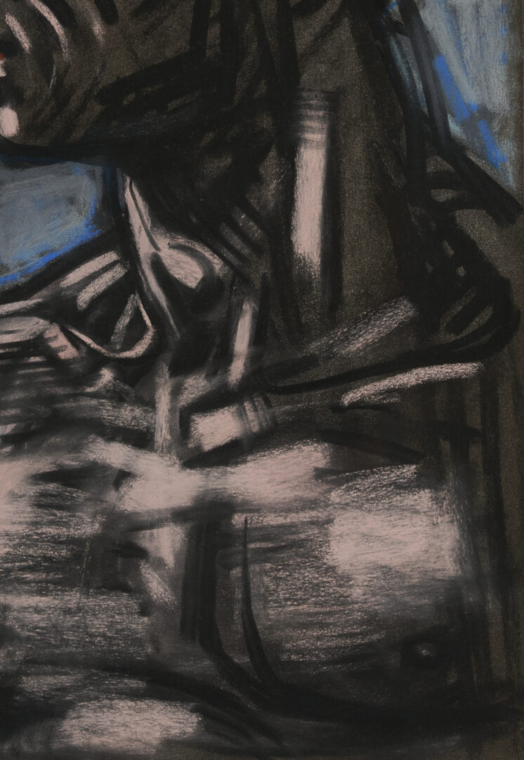 Lot 745: Peter Howson Pastel & Chalk Portrait
