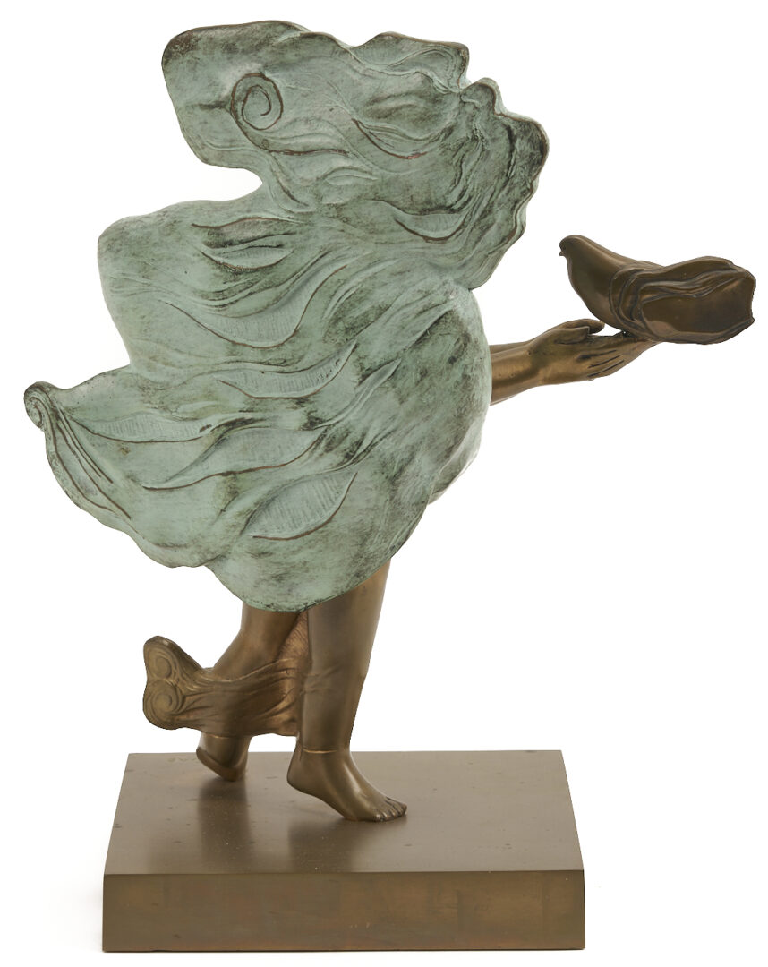 Lot 746: Alvar Bronze Sculpture, Boy with Dove, “Comencament”