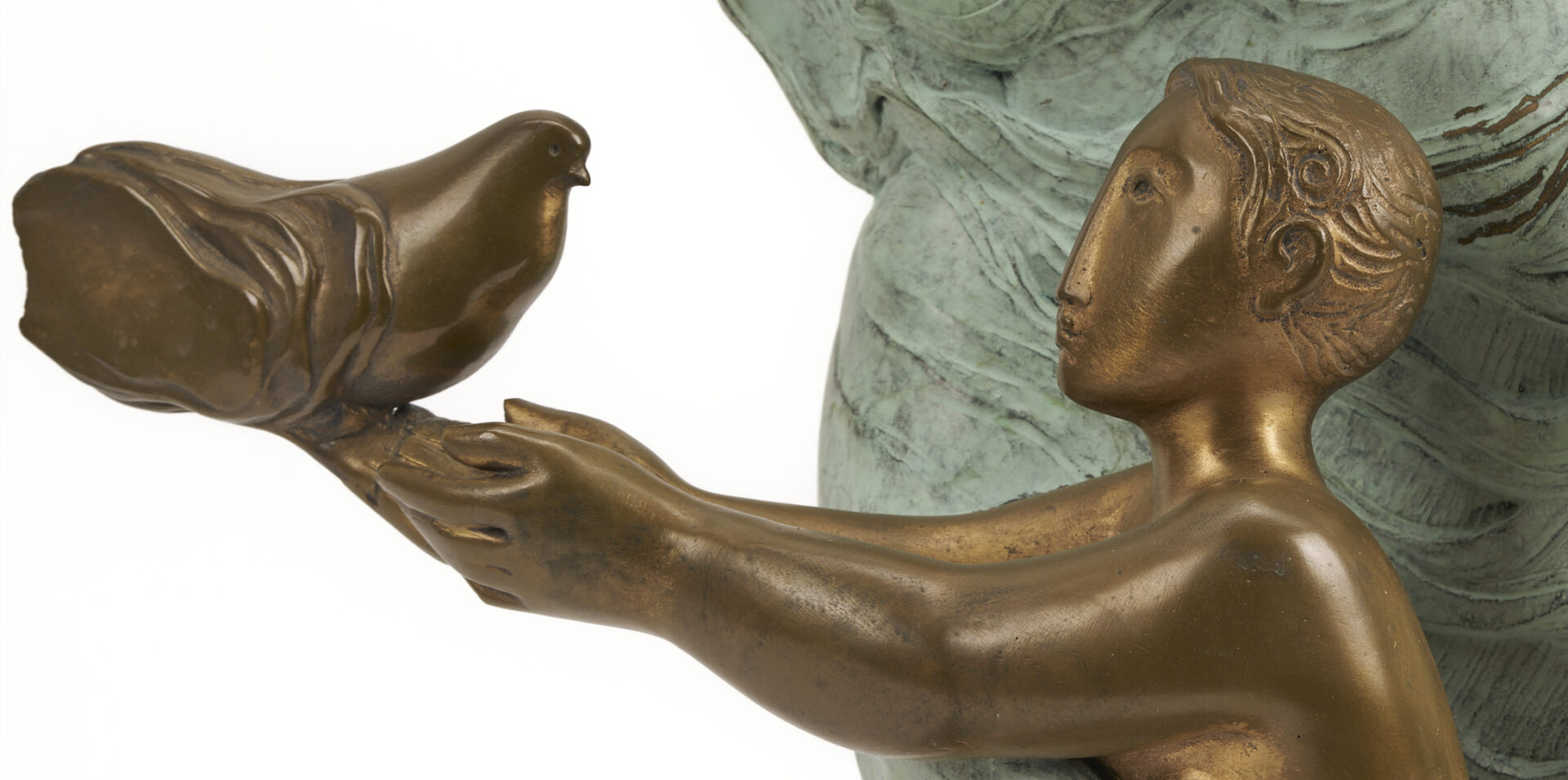 Lot 746: Alvar Bronze Sculpture, Boy with Dove, “Comencament”