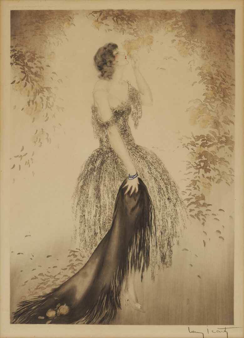 Lot 749: Louis Icart Signed Etching, Black Shawl