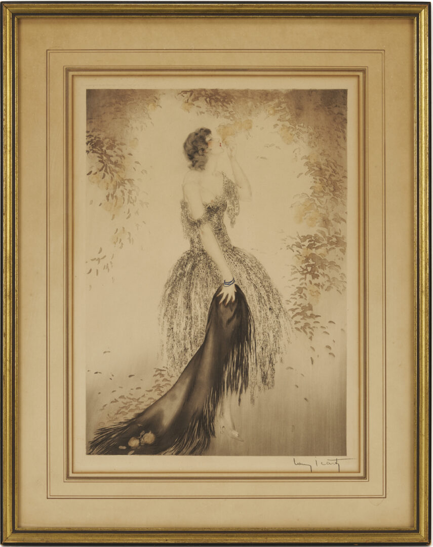 Lot 749: Louis Icart Signed Etching, Black Shawl