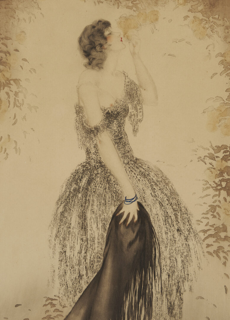 Lot 749: Louis Icart Signed Etching, Black Shawl