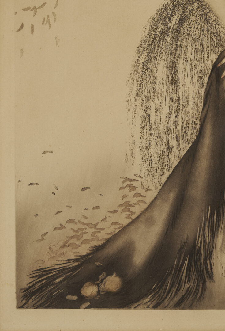 Lot 749: Louis Icart Signed Etching, Black Shawl