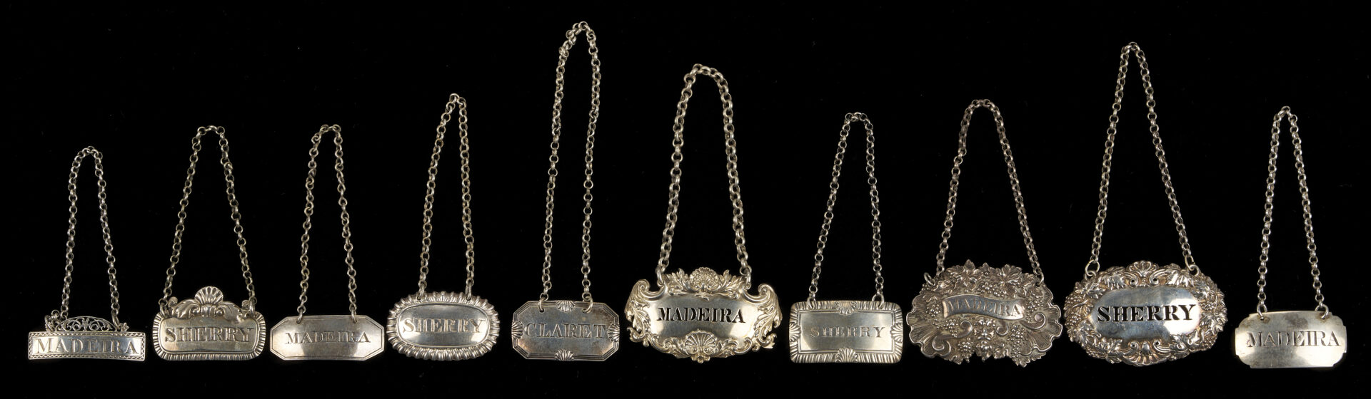 Lot 74: 40 Antique British Sterling Silver Wine Labels