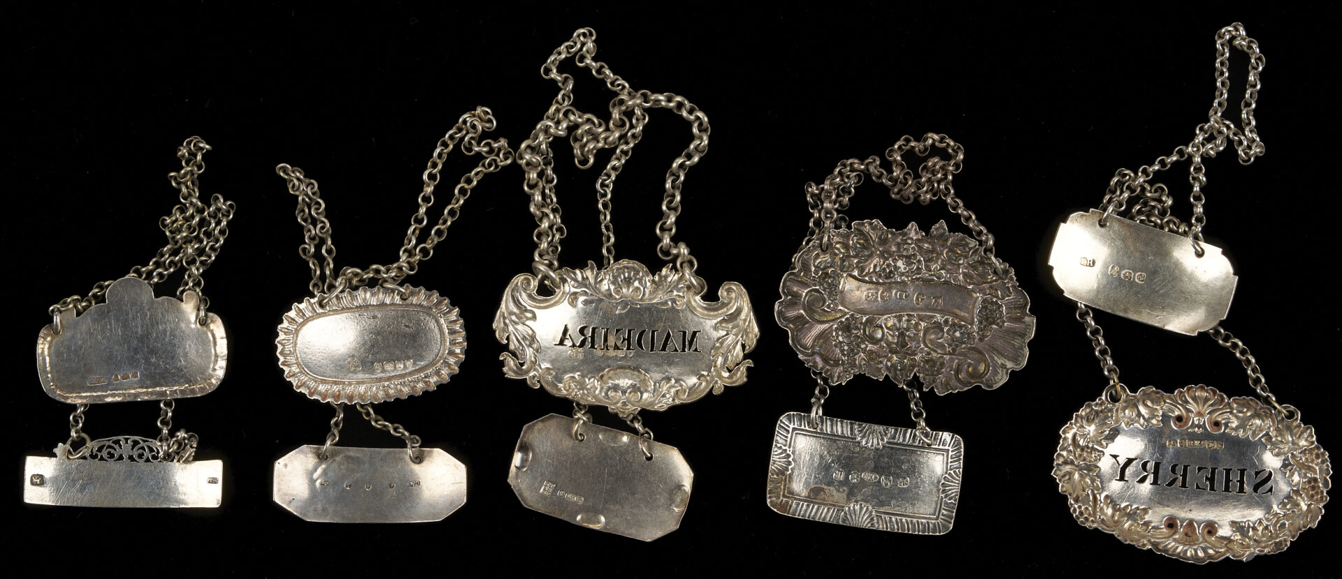 Lot 74: 40 Antique British Sterling Silver Wine Labels