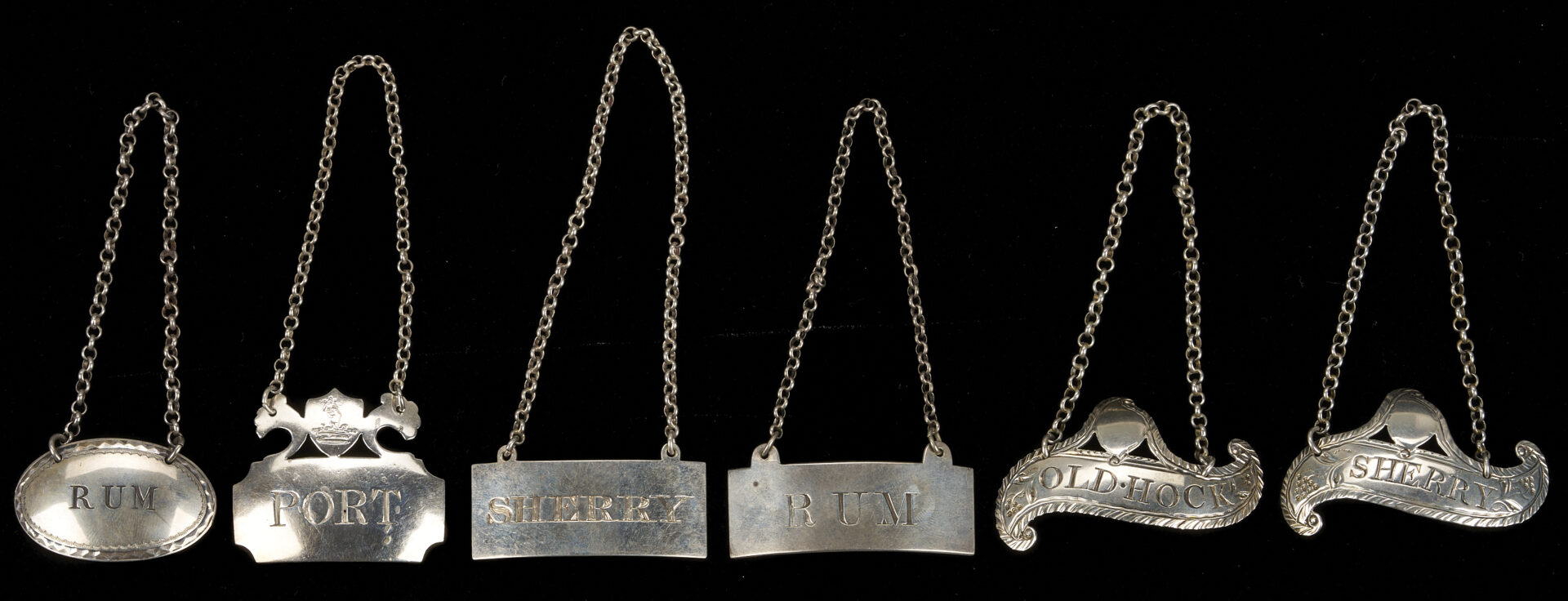 Lot 74: 40 Antique British Sterling Silver Wine Labels