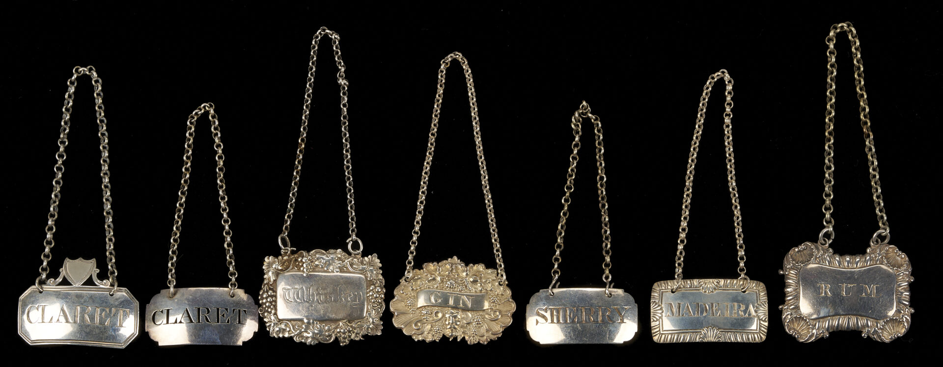 Lot 74: 40 Antique British Sterling Silver Wine Labels