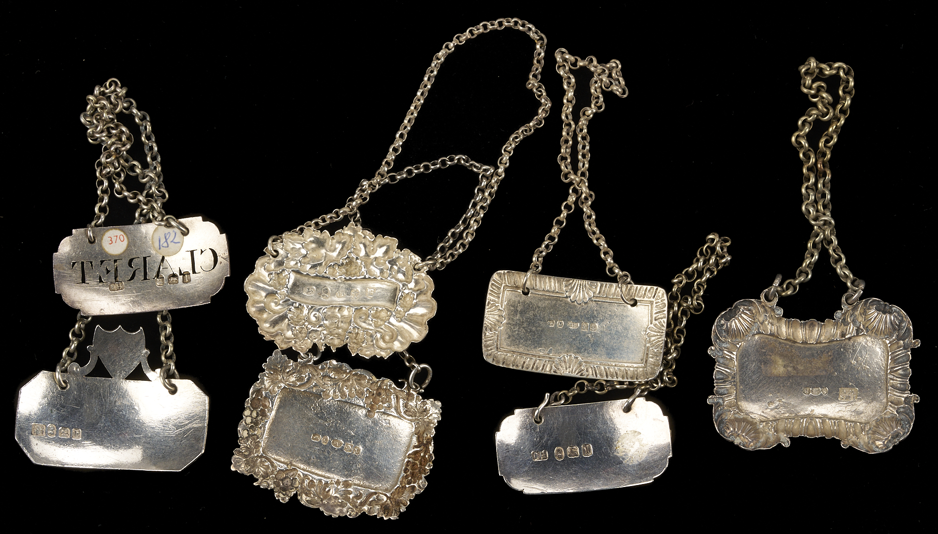 Lot 74: 40 Antique British Sterling Silver Wine Labels
