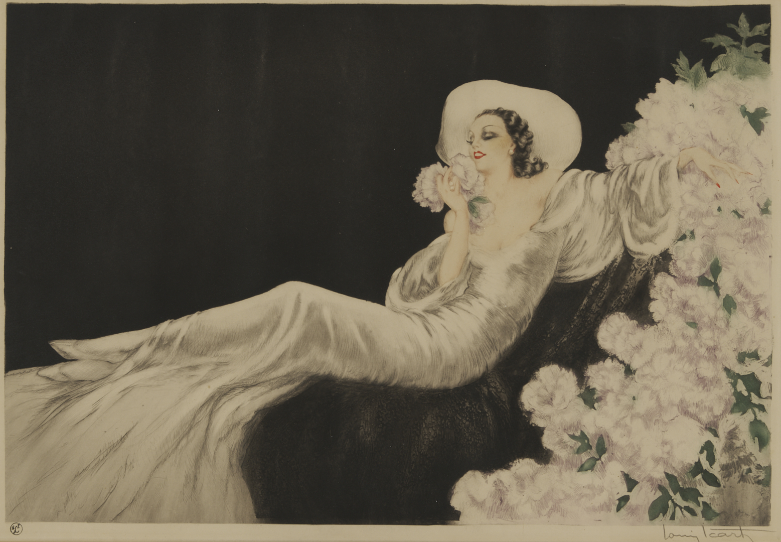 Lot 750: Louis Icart Signed Etching, Love’s Blossom