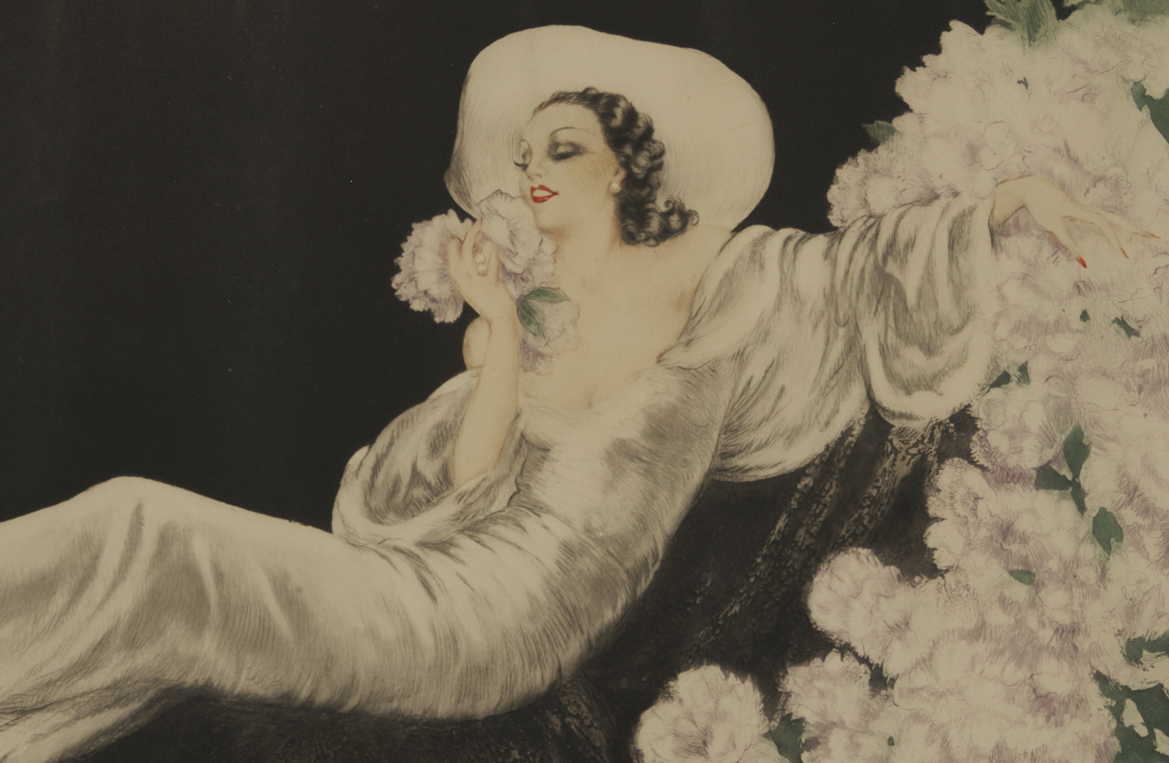 Lot 750: Louis Icart Signed Etching, Love’s Blossom