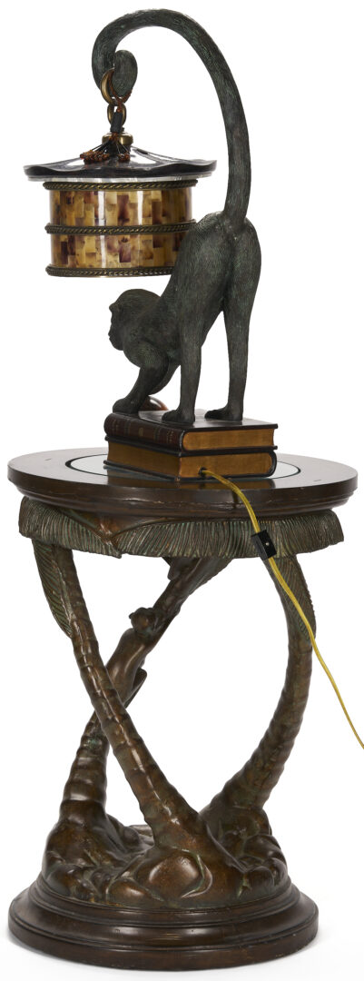 Lot 751: Maitland Smith Bronze Monkey Lamp & Associated Table