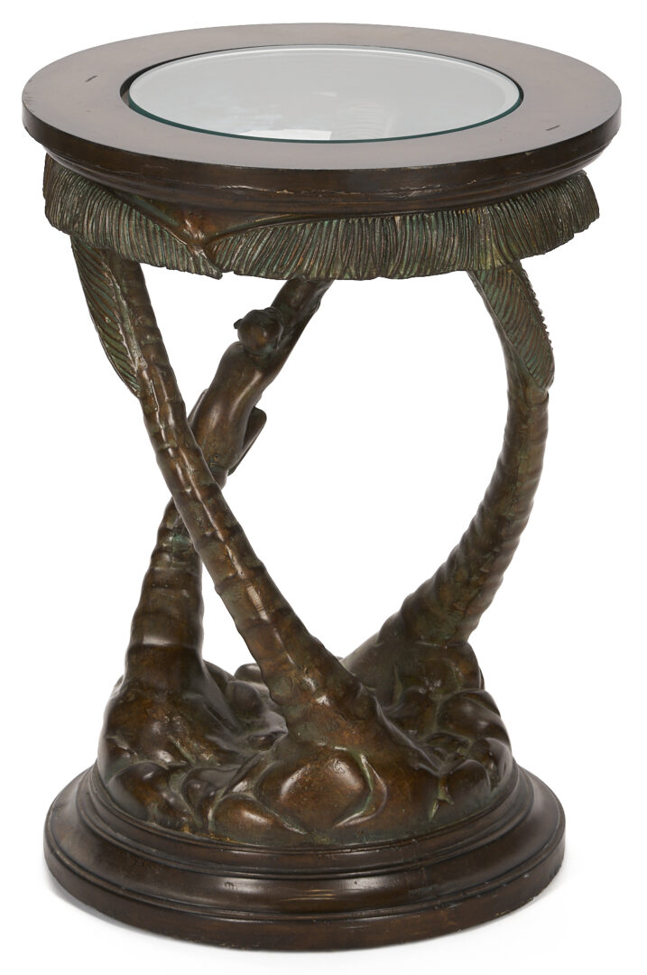 Lot 751: Maitland Smith Bronze Monkey Lamp & Associated Table