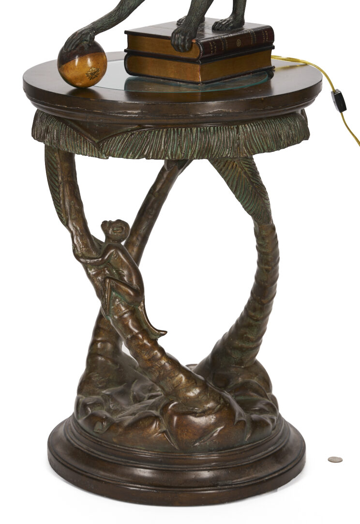 Lot 751: Maitland Smith Bronze Monkey Lamp & Associated Table