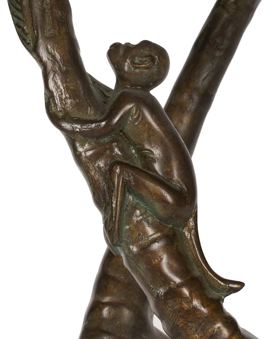 Lot 751: Maitland Smith Bronze Monkey Lamp & Associated Table