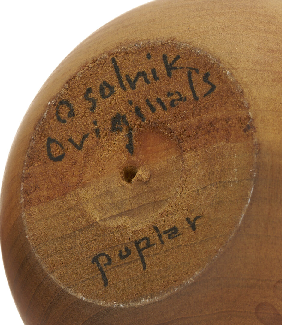 Lot 753: 2 Rude Osolnik Wood Vases, 2 Candle Holders, 1 Charles Counts Vase