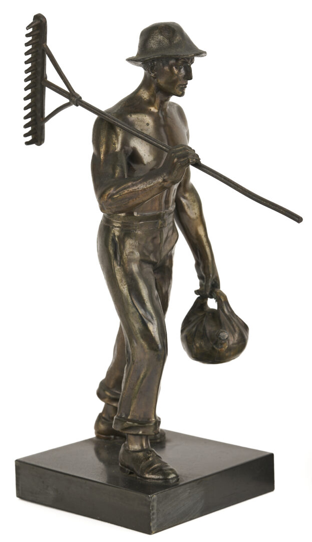Lot 757: 2 WPA Era Gunmetal Figures of Workers