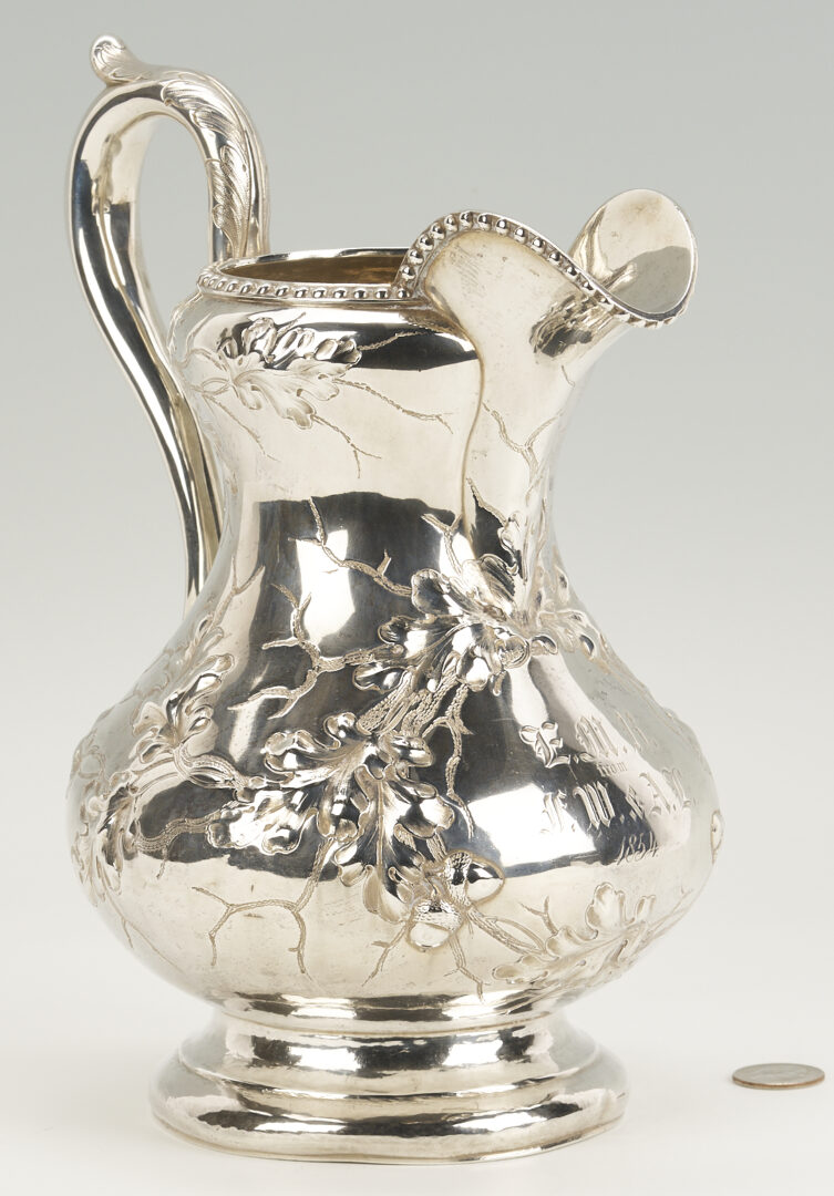Lot 75: Boston Coin Silver Pitcher c. 1854