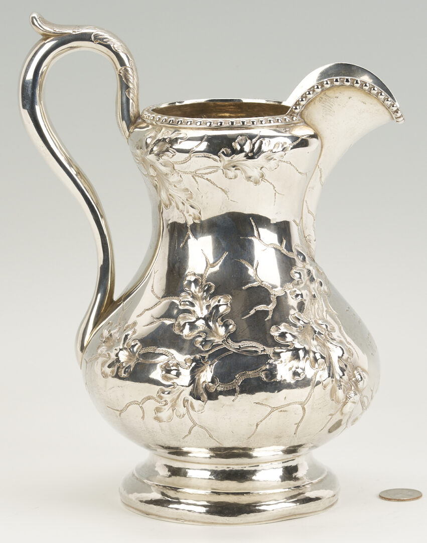 Lot 75: Boston Coin Silver Pitcher c. 1854