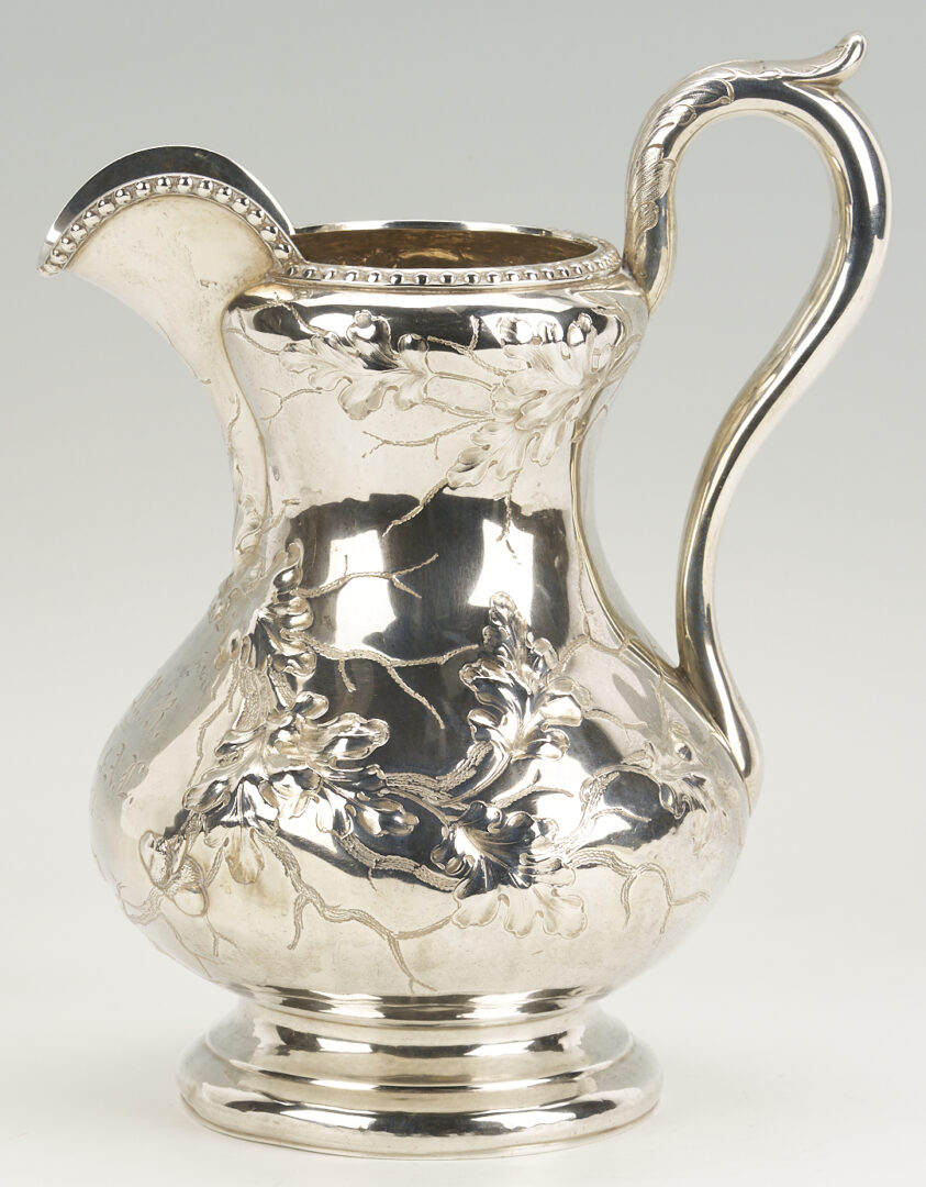 Lot 75: Boston Coin Silver Pitcher c. 1854
