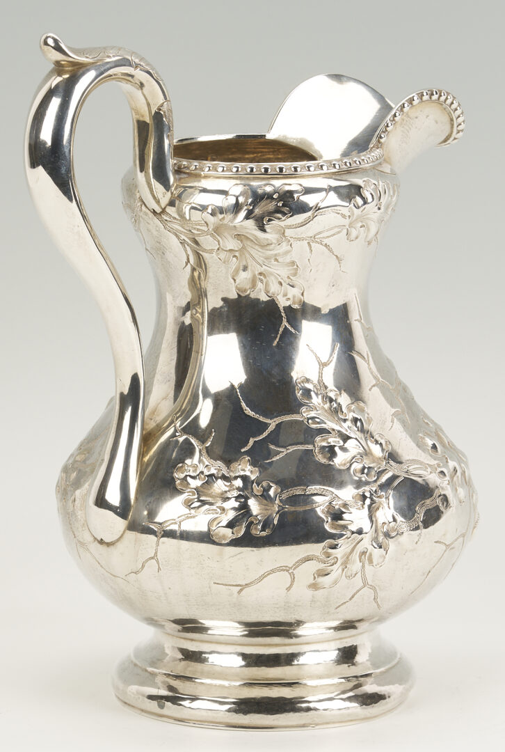 Lot 75: Boston Coin Silver Pitcher c. 1854
