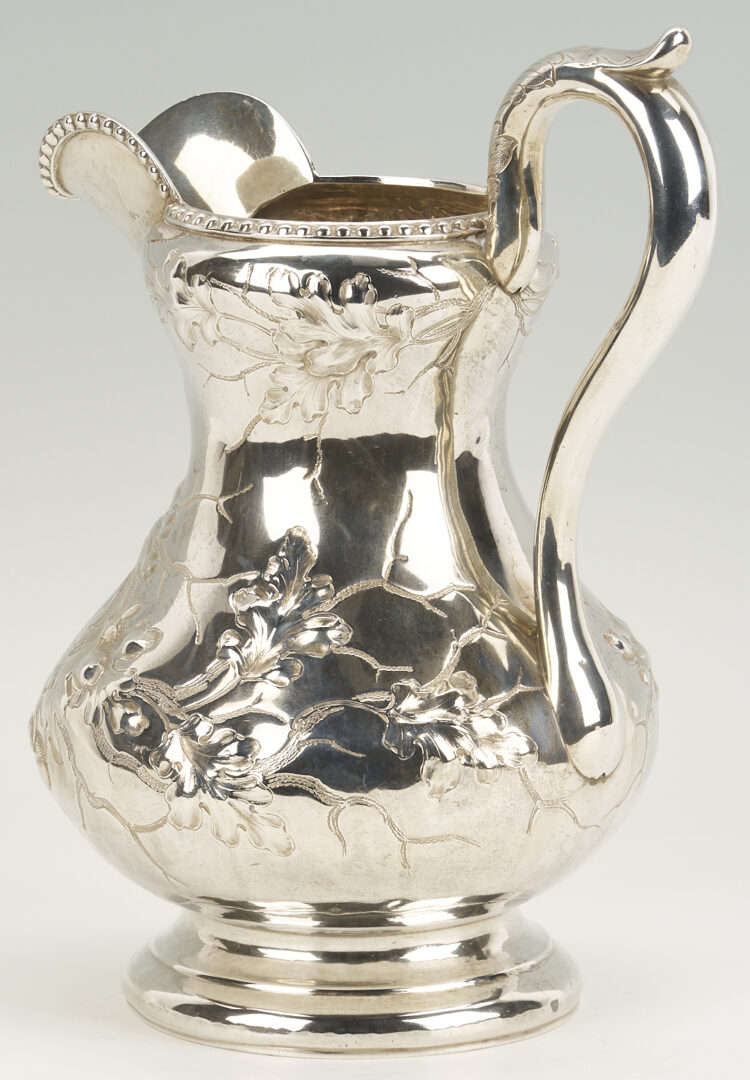 Lot 75: Boston Coin Silver Pitcher c. 1854