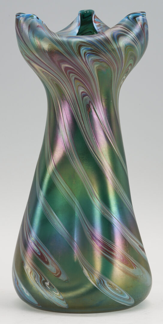 Lot 765: Loetz Tall Papillon Vase & Rindskopf Vase