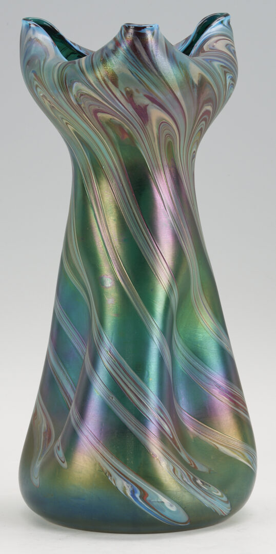 Lot 765: Loetz Tall Papillon Vase & Rindskopf Vase