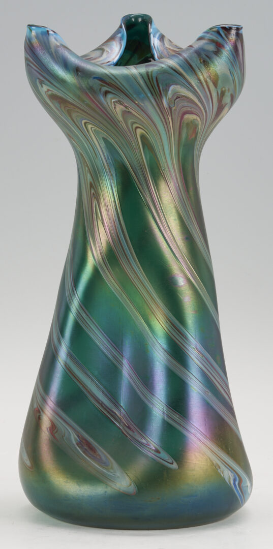 Lot 765: Loetz Tall Papillon Vase & Rindskopf Vase