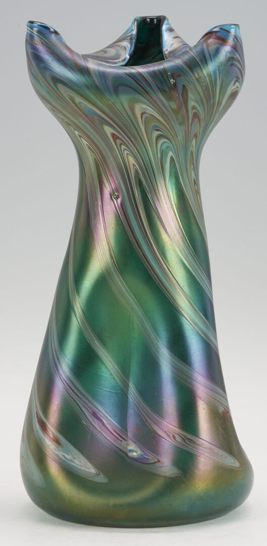 Lot 765: Loetz Tall Papillon Vase & Rindskopf Vase