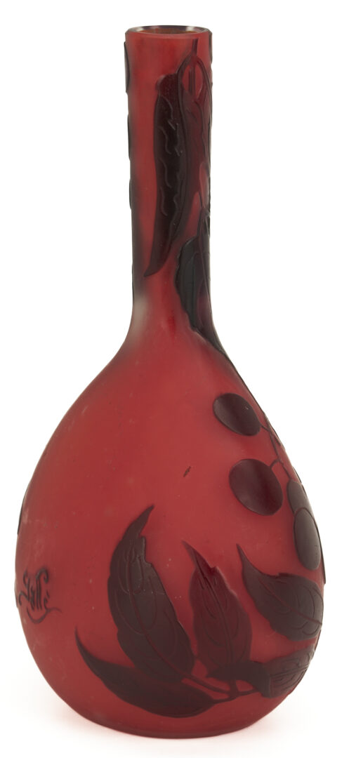 Lot 767: 2 Galle Vases; Water Lilies and Cherry Tree