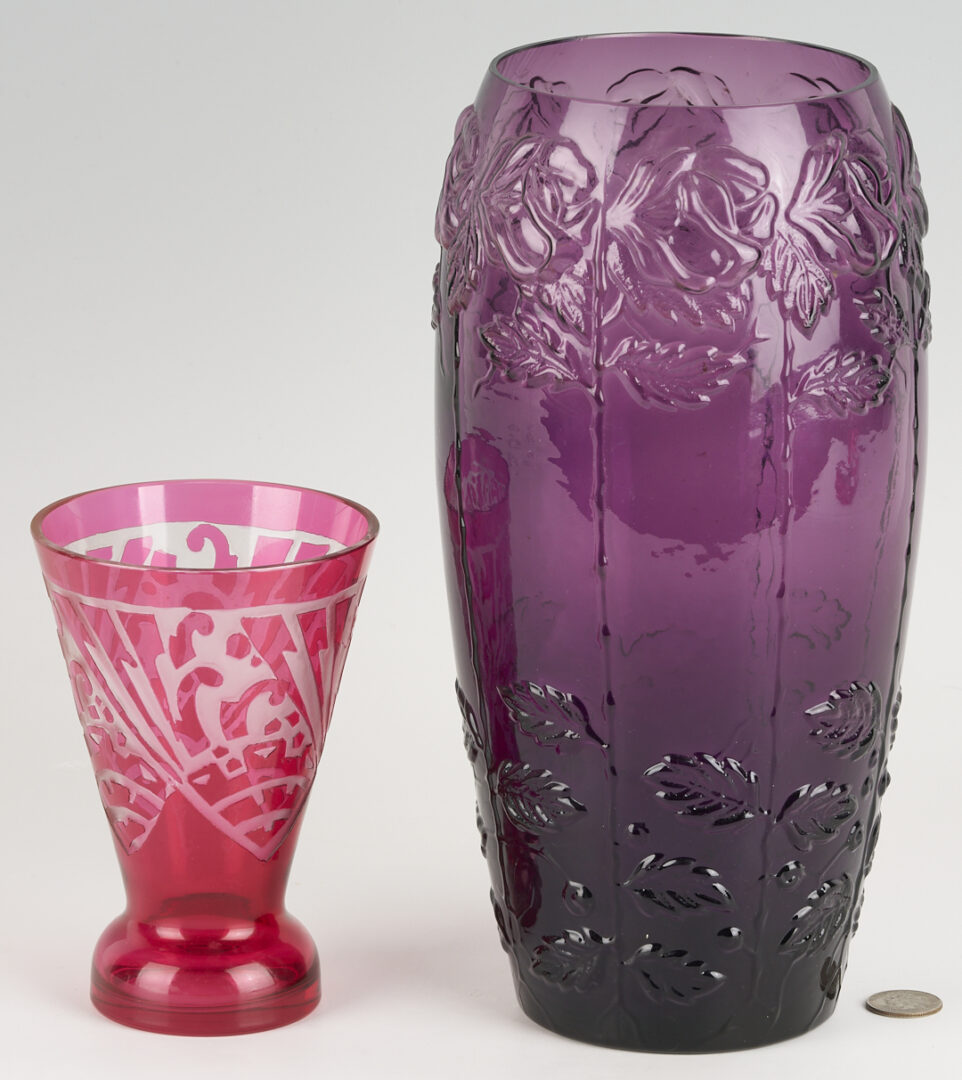 Lot 768: 2 Art Deco Style Glass Vases incl. Nancy