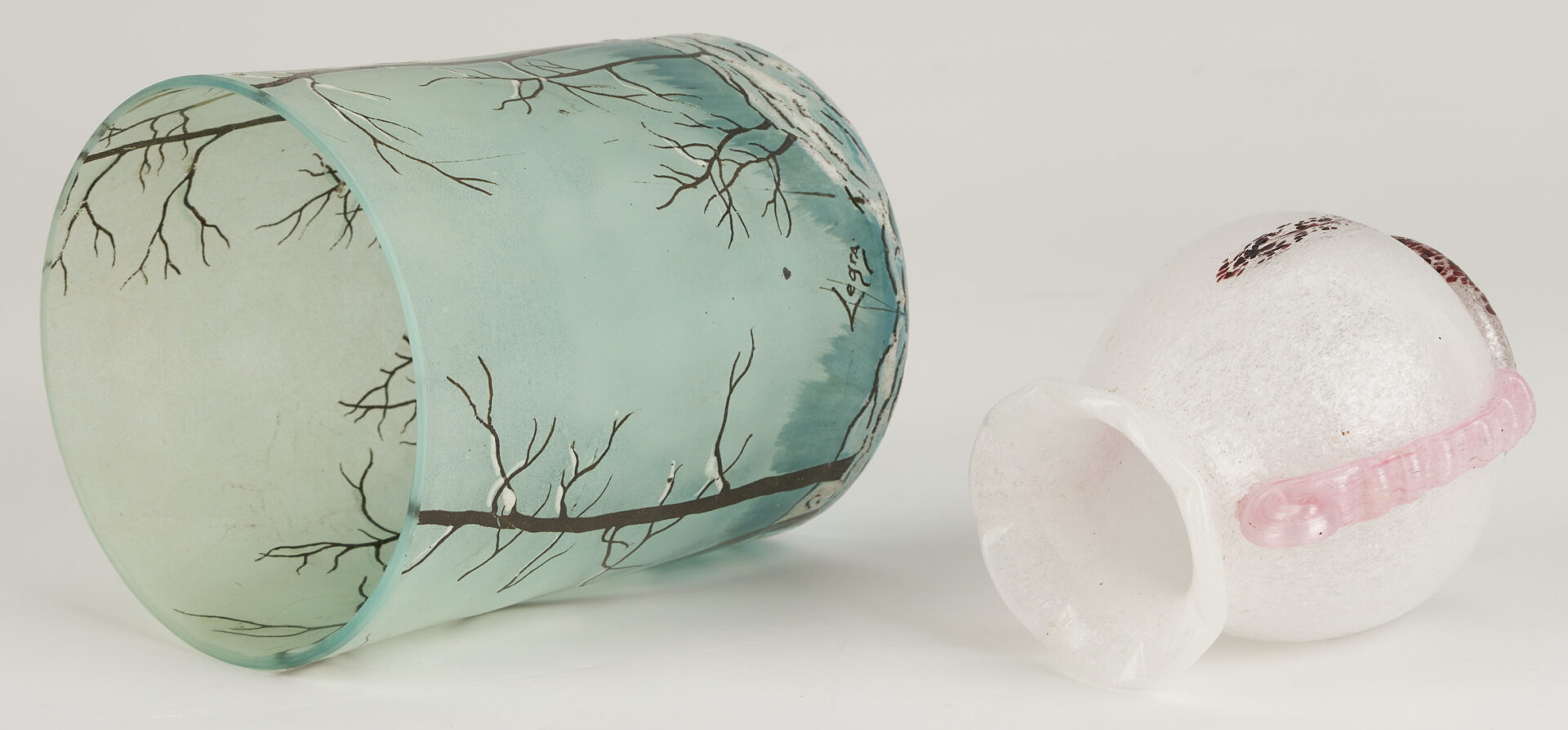 Lot 769: 3 Small Art Glass Vases, incl. French Legras, Muller Freres