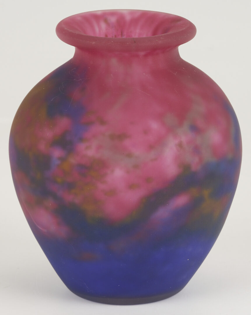 Lot 769: 3 Small Art Glass Vases, incl. French Legras, Muller Freres