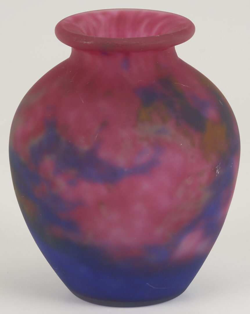 Lot 769: 3 Small Art Glass Vases, incl. French Legras, Muller Freres