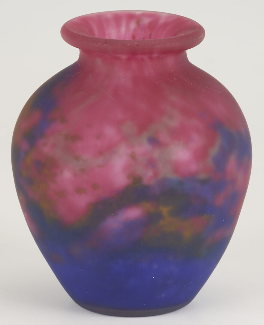 Lot 769: 3 Small Art Glass Vases, incl. French Legras, Muller Freres