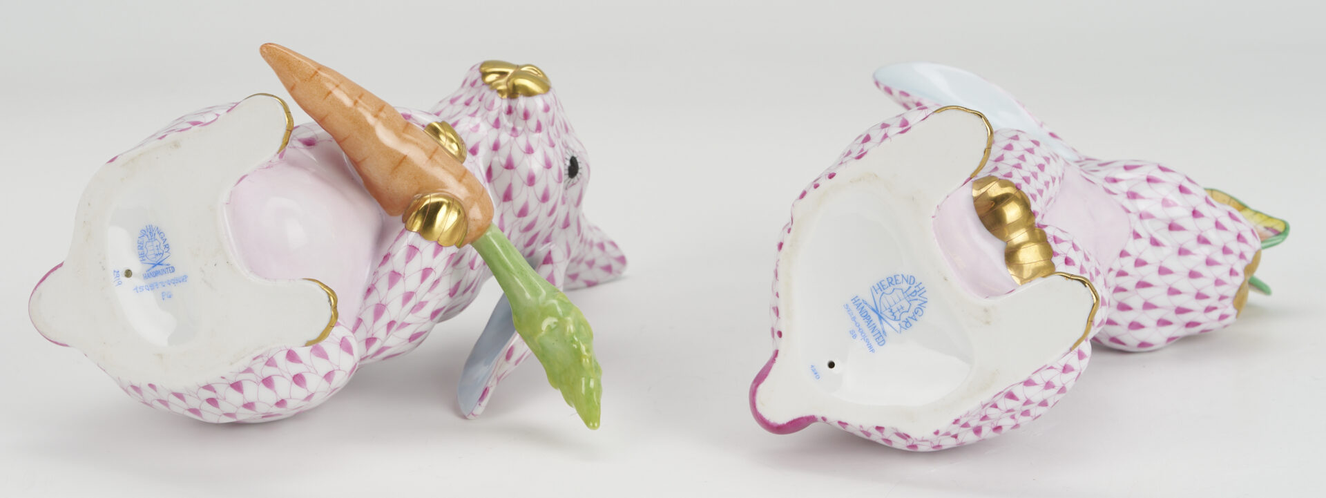 Lot 771: 4 Herend Fishnet Bunny or Rabbit Figurines