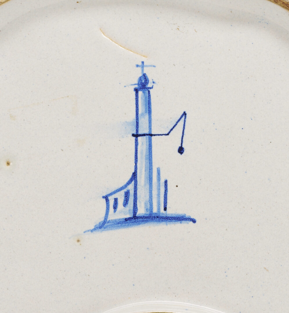 Lot 773: 2 Blue & White Majolica Shell Form Bowls plus Faience Jardiniere