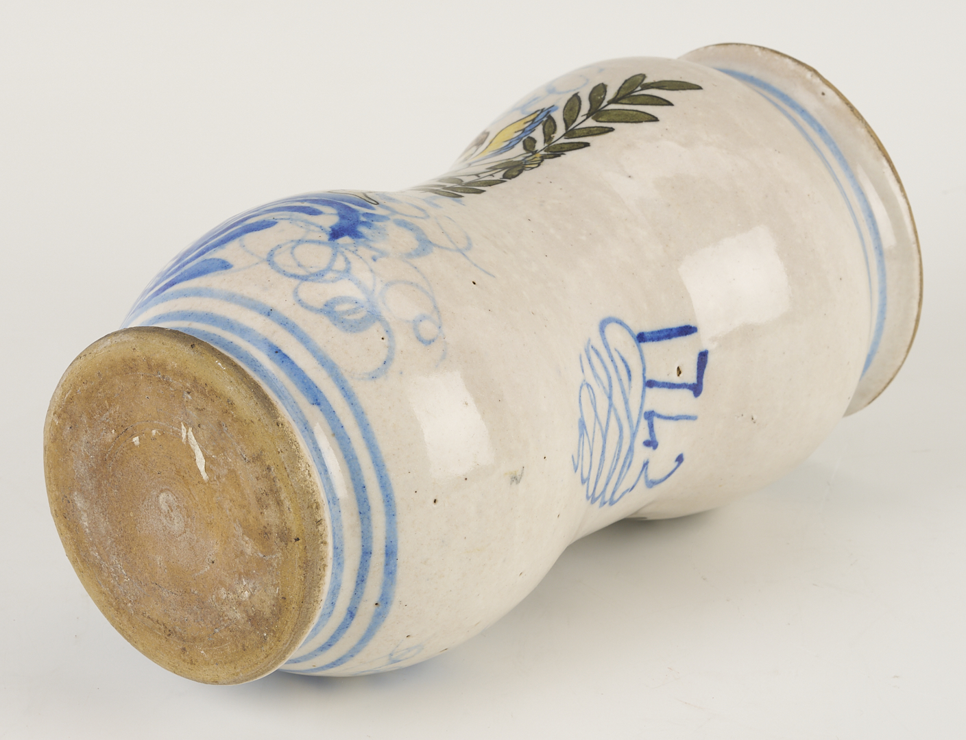 Lot 774: 3 Antique Faience Items: Albarello, Tazza, Inkwell