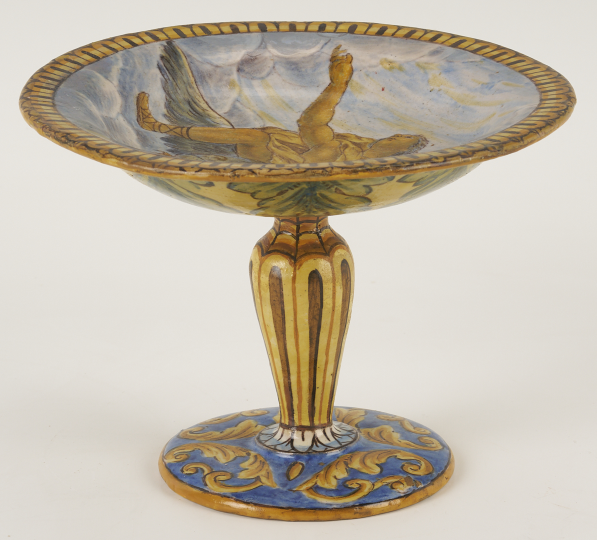 Lot 774: 3 Antique Faience Items: Albarello, Tazza, Inkwell