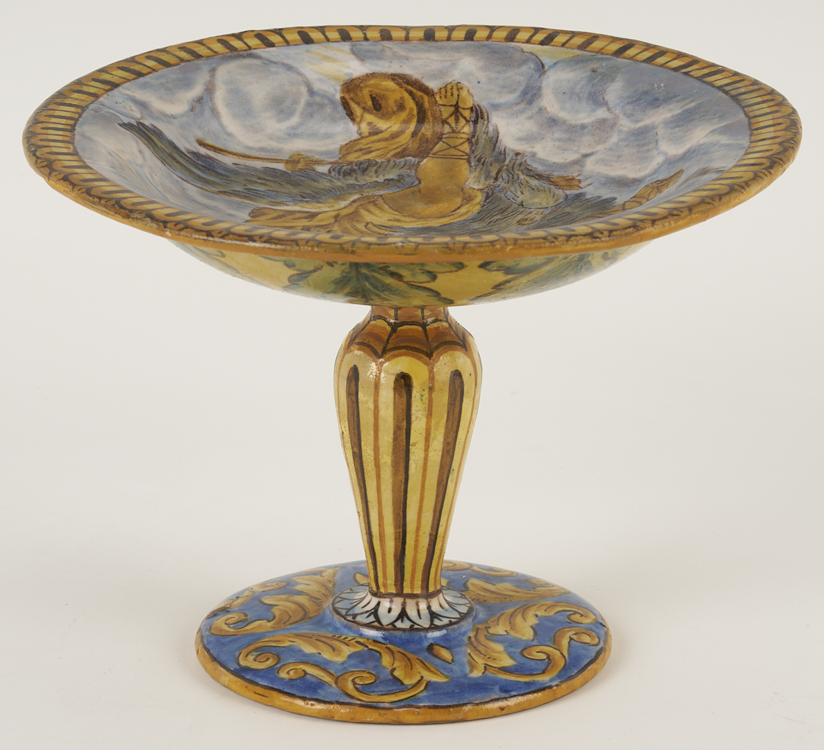 Lot 774: 3 Antique Faience Items: Albarello, Tazza, Inkwell