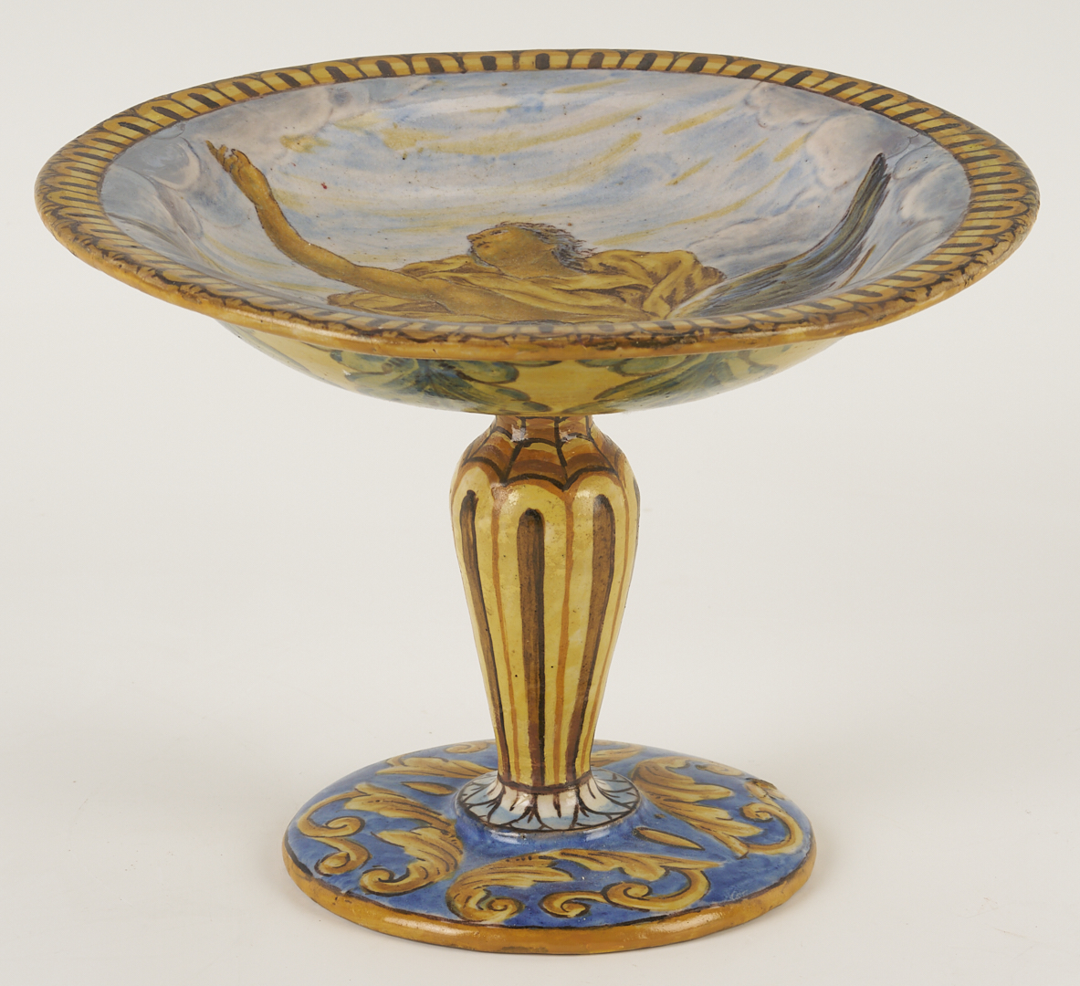 Lot 774: 3 Antique Faience Items: Albarello, Tazza, Inkwell