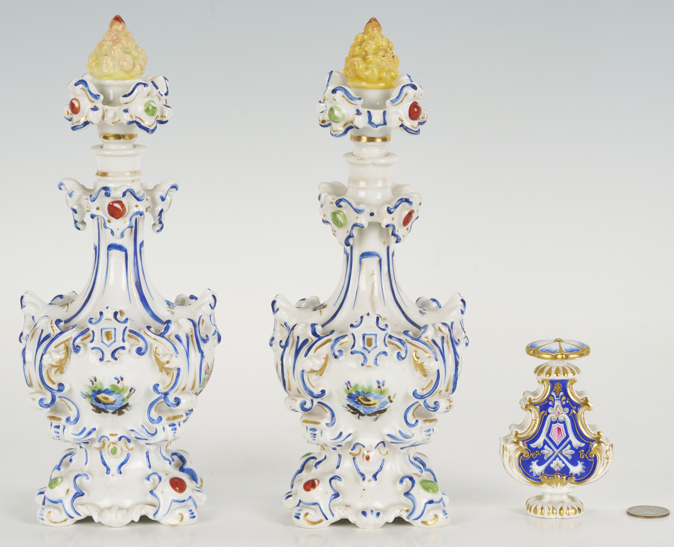 Lot 775: 3 Porcelain Perfume Bottles, Jacob Petit & KPM