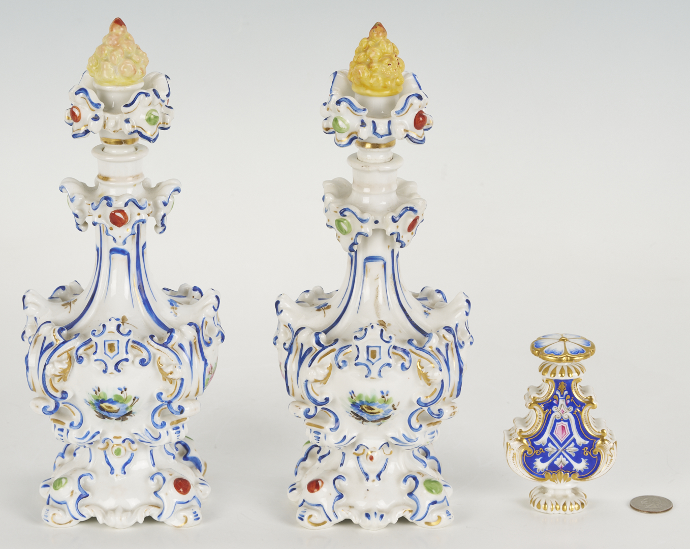 Lot 775: 3 Porcelain Perfume Bottles, Jacob Petit & KPM