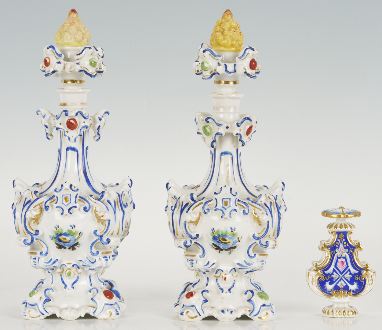 Lot 775: 3 Porcelain Perfume Bottles, Jacob Petit & KPM