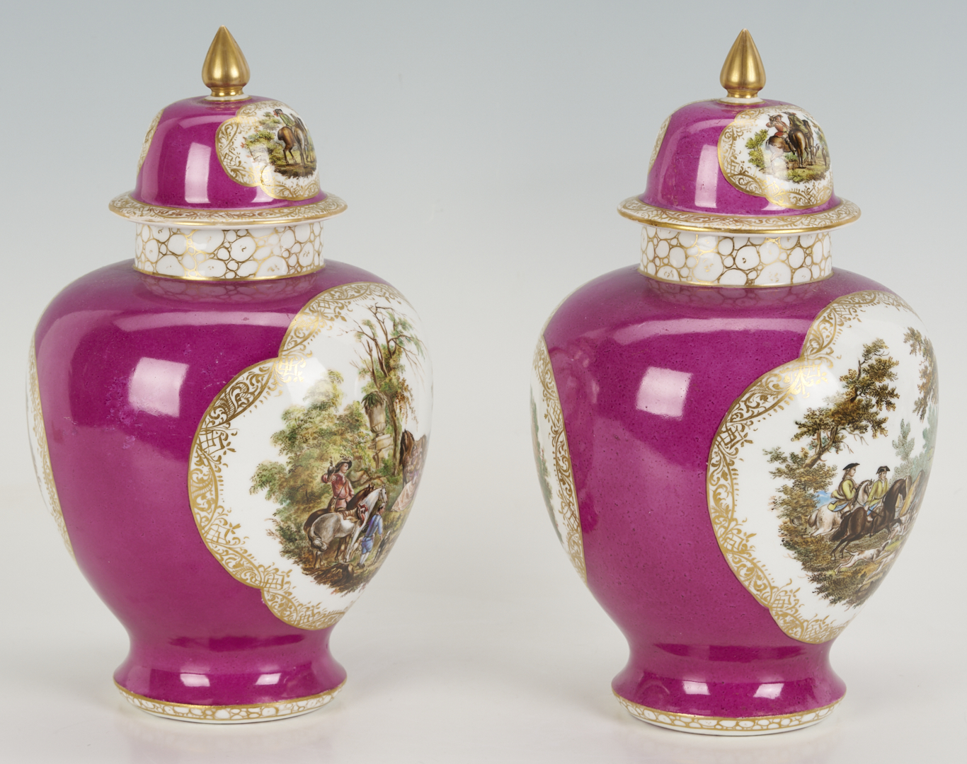 Lot 776: 4 Dresden Porcelain Items, Urns & Cachepots, attrib. Helena Wolfsohn