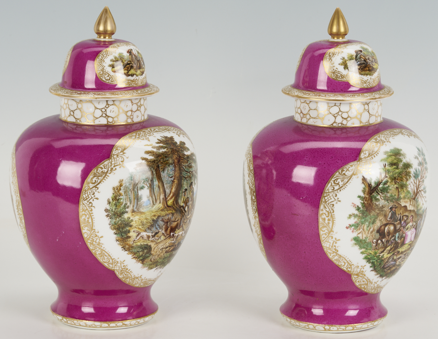 Lot 776: 4 Dresden Porcelain Items, Urns & Cachepots, attrib. Helena Wolfsohn