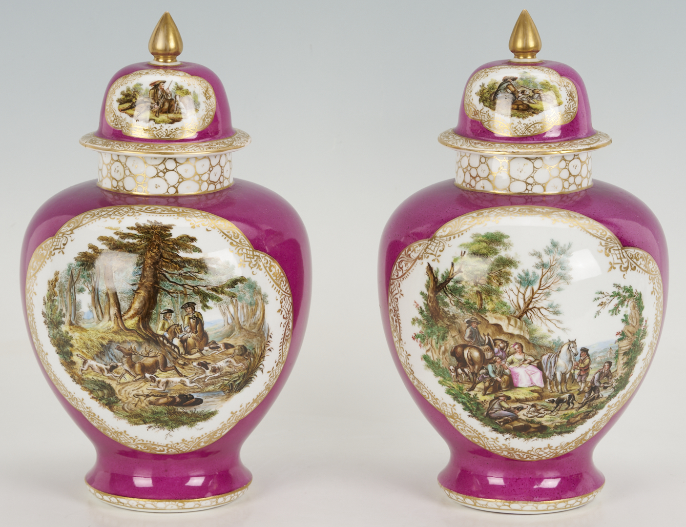 Lot 776: 4 Dresden Porcelain Items, Urns & Cachepots, attrib. Helena Wolfsohn