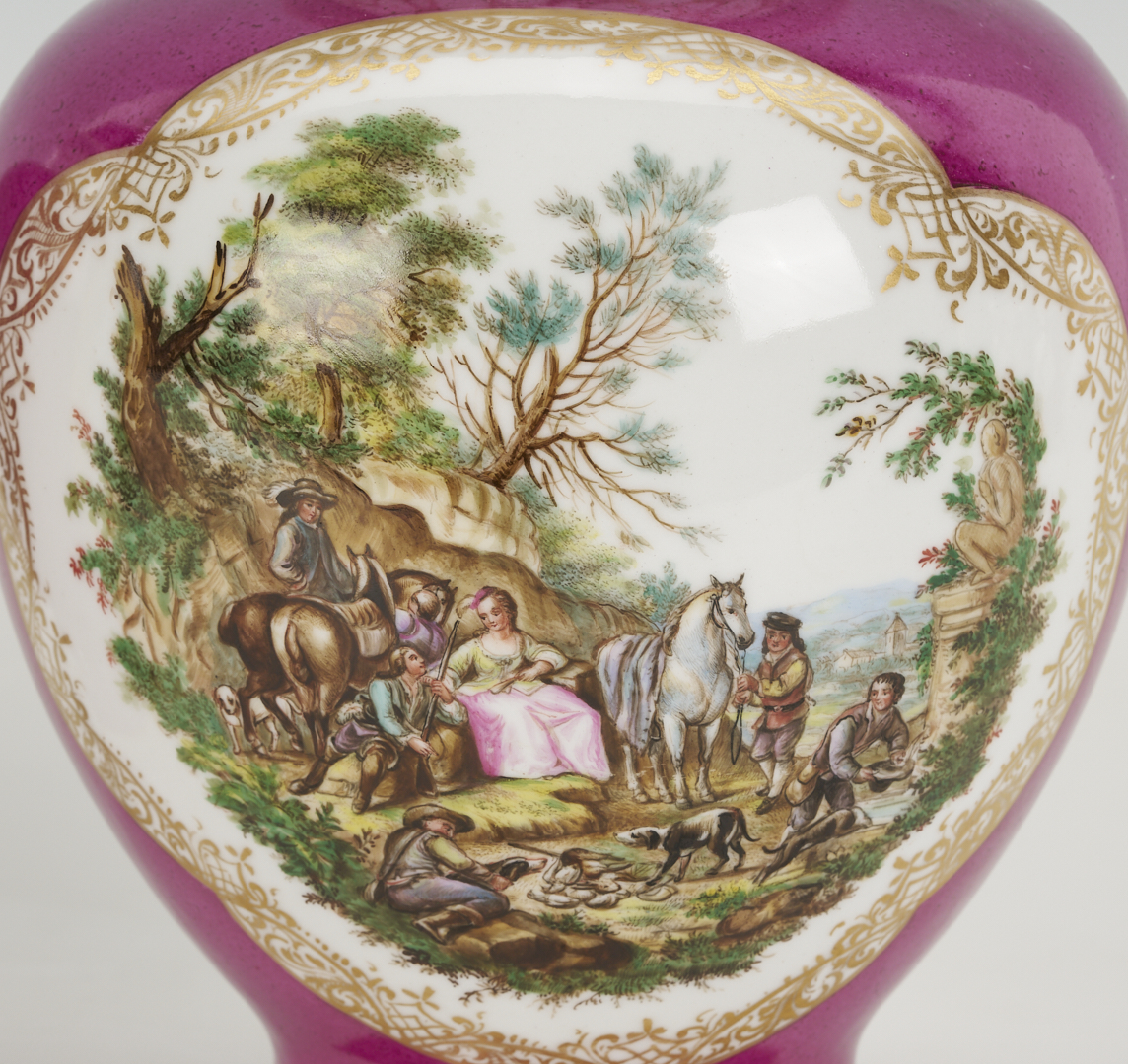 Lot 776: 4 Dresden Porcelain Items, Urns & Cachepots, attrib. Helena Wolfsohn